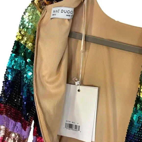 Mac Duggal 93724 Rainbow Sequin Long Sleeve Mini Cocktail Dress2
